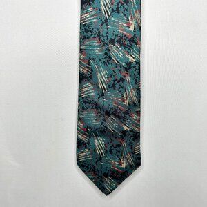 Retro Design Studio Mens Neck Tie 3 ½” Teal Black Beige Maroon Abstract Necktie